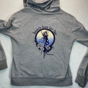 American Apparel Zip Hoodie Womens M Gray Rehoboth Beach Mermaid Surf Nautical